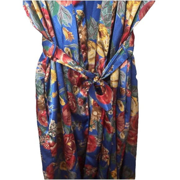 Gracie Bishop Vtg Floral Robe w Pockets, Size Medium, Coquette Starlet Glamour - Picture 5 of 6